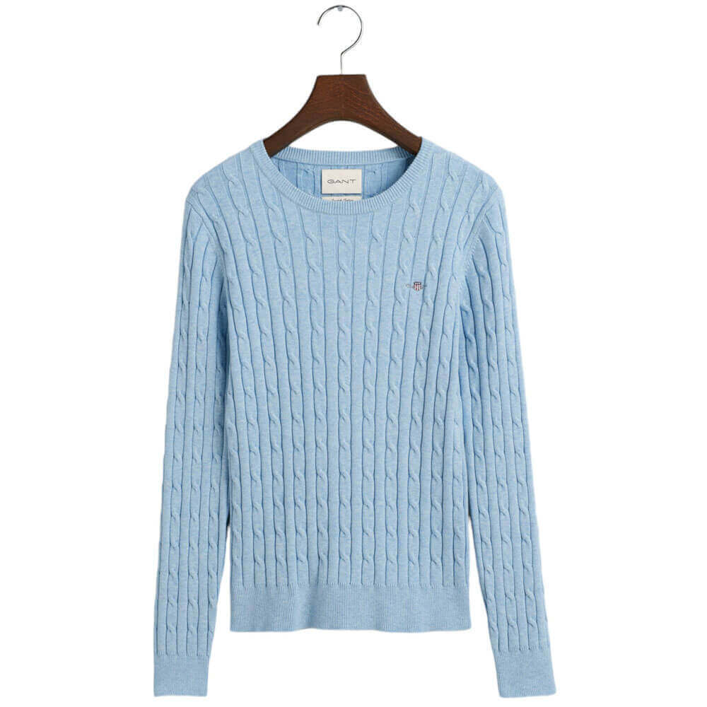 GANT Stretch Cotton Cable Knit Crew Neck Sweater